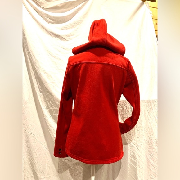 Y2K Twee Red Fall Coat Soft Jacket Cotton Hooded Preppy Coquette Size Large Sexy - Picture 7 of 7